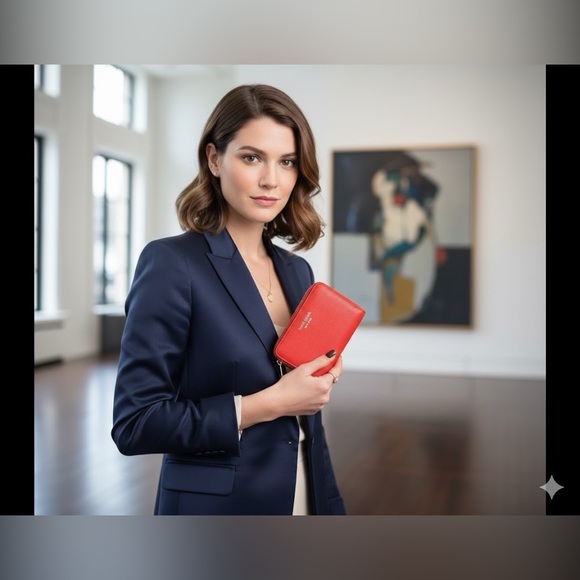 kate spade Handbags - No callouts Kate Spade Red Leather Wallet with Gold Accents